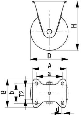 1.45.12050 - Bokwiel met montageplaat, Ø50