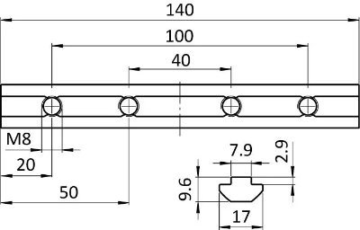 1.25.81408 - Koppelstrip 140mm voor E -groef